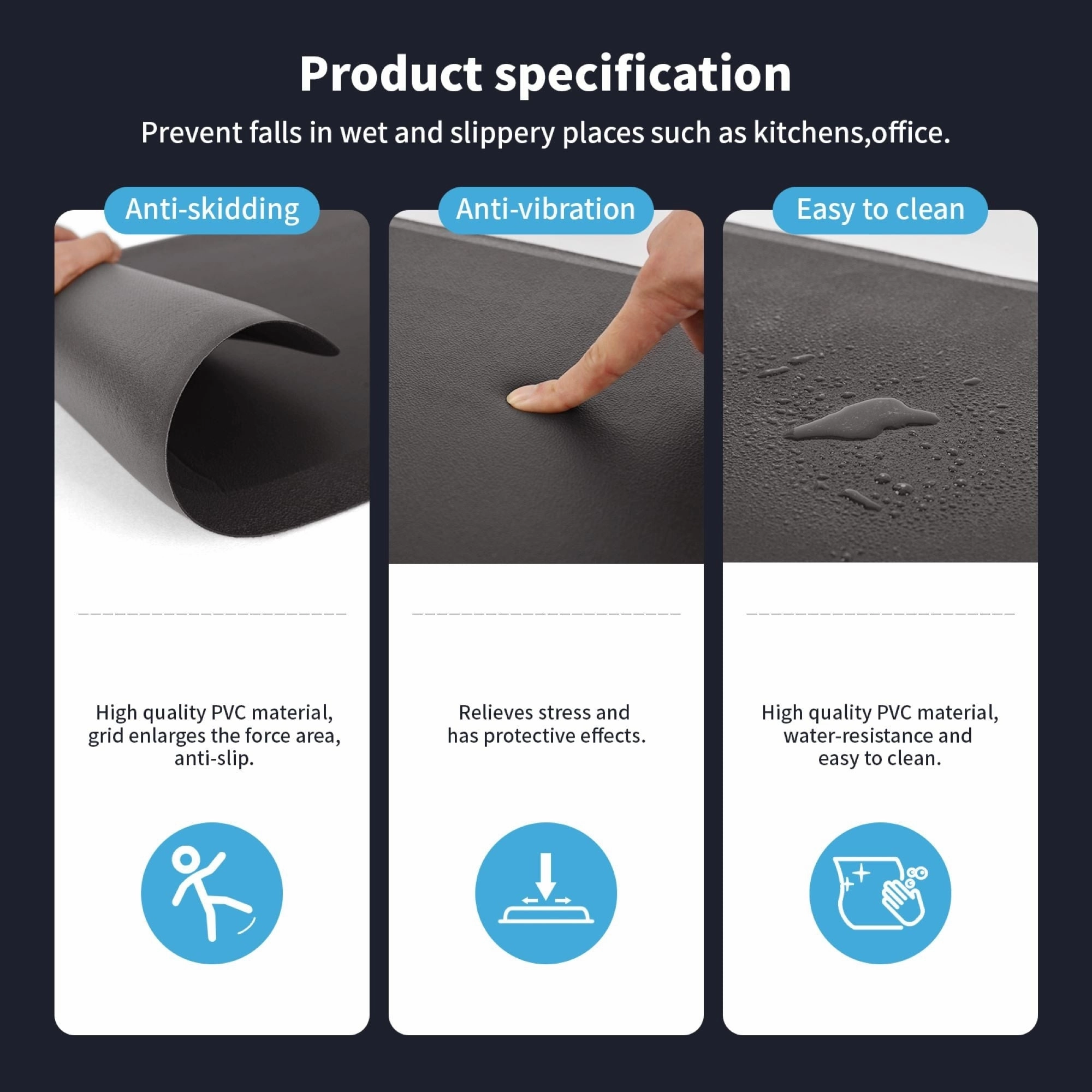 17.3x28 Anti-Fatigue Comfort Mat.3/4 Inch Non Slip Foam Cushioned Kitchen Rugs - 28''X17.3''