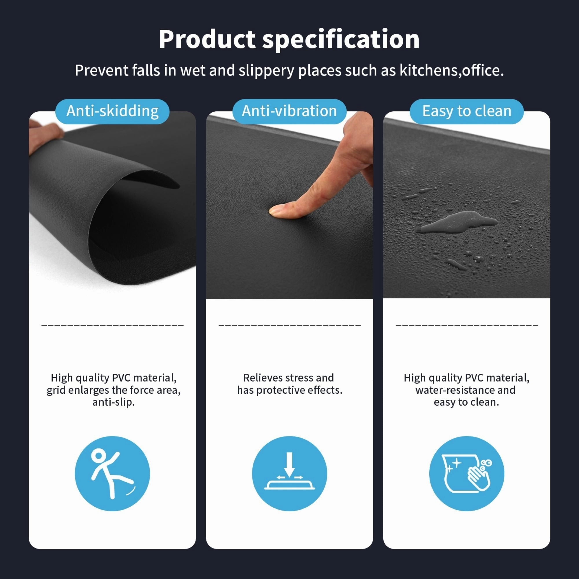 17.3x28 Anti-Fatigue Comfort Mat.3/4 Inch Non Slip Foam Cushioned Kitchen Rugs - 28''X17.3''