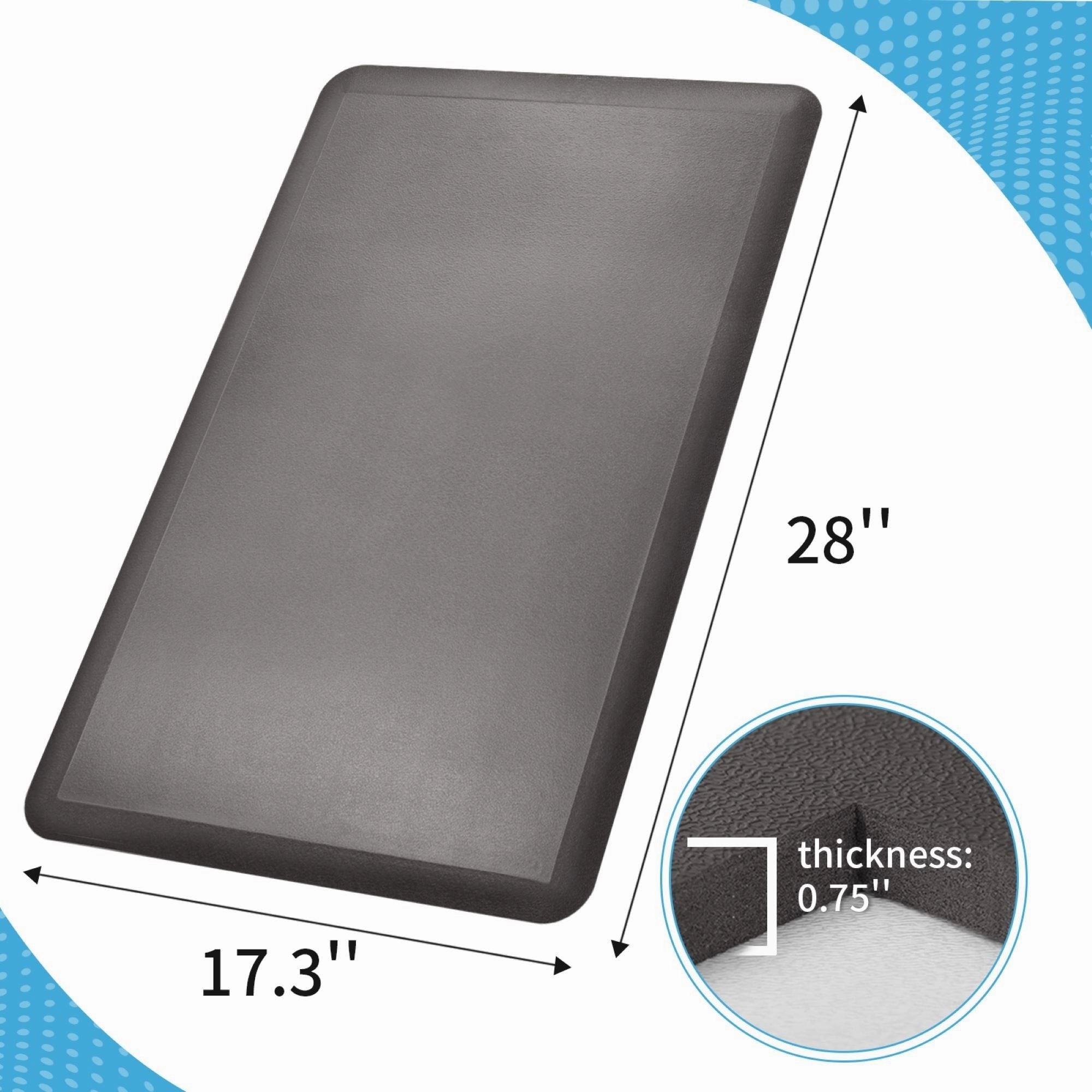 17.3x28 Anti-Fatigue Comfort Mat.3/4 Inch Non Slip Foam Cushioned Kitchen Rugs - 28''X17.3''