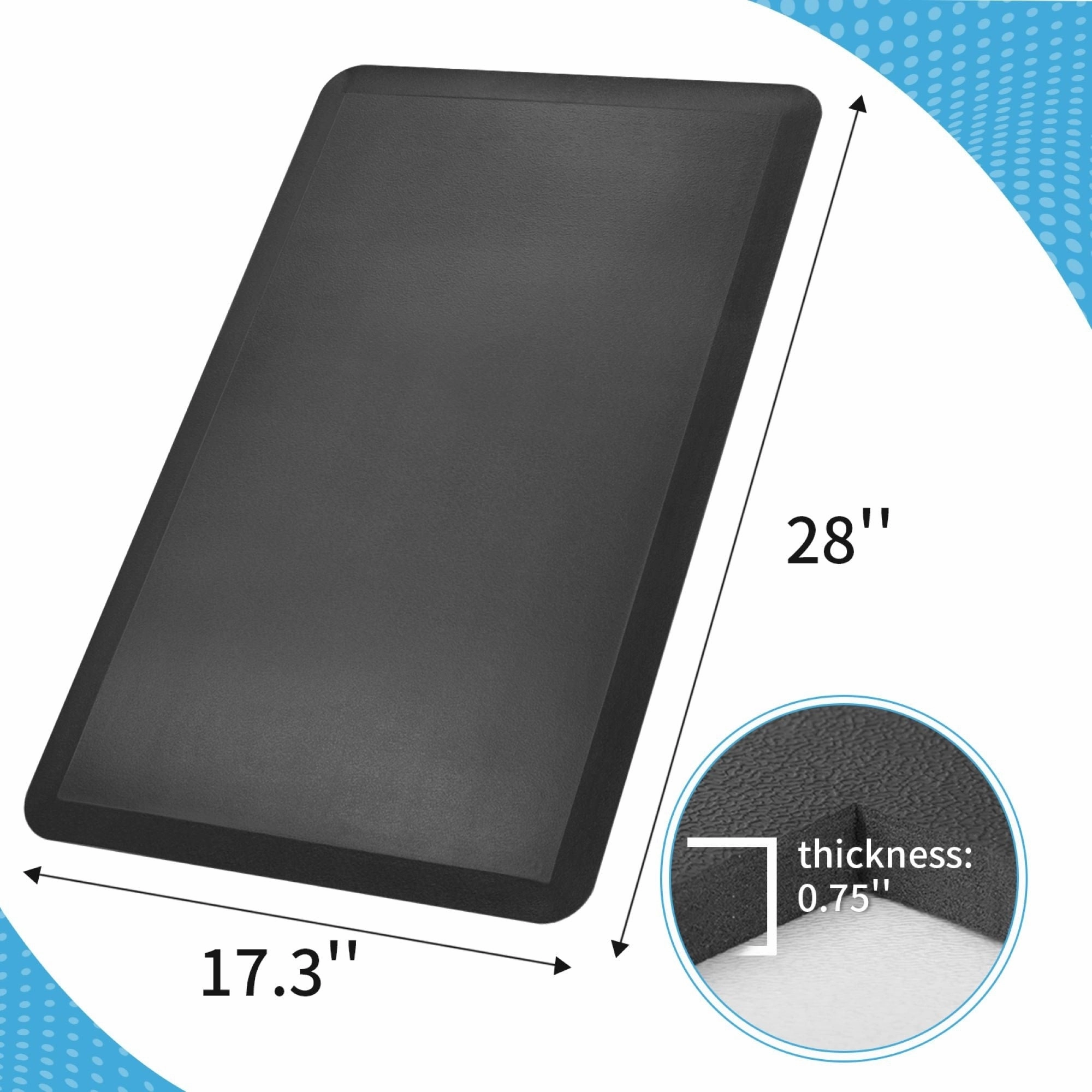 17.3x28 Anti-Fatigue Comfort Mat.3/4 Inch Non Slip Foam Cushioned Kitchen Rugs - 28''X17.3''