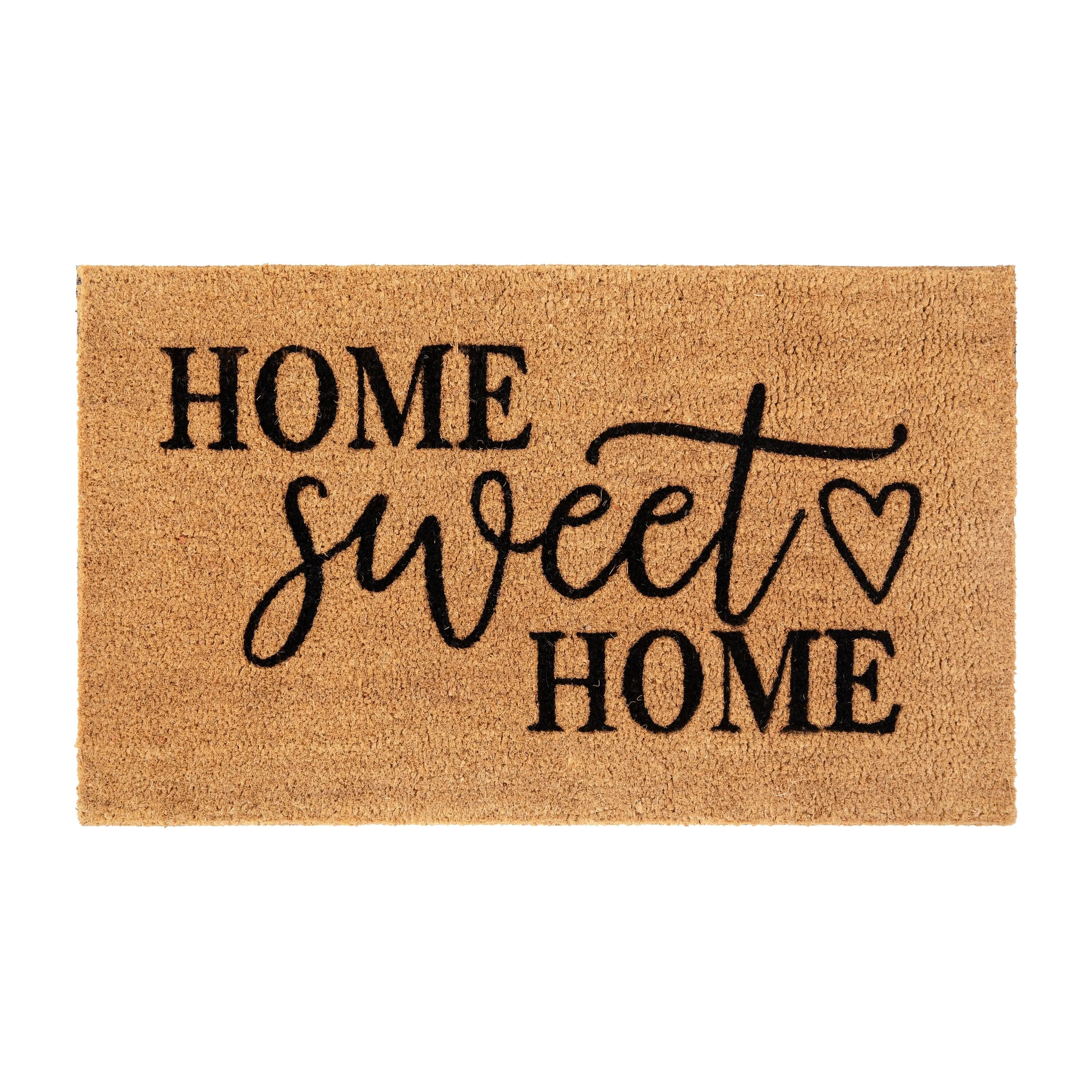 18 x 30 Indoor/Outdoor Coir Doormat with Home Sweet Home Message. Non-Slip Back