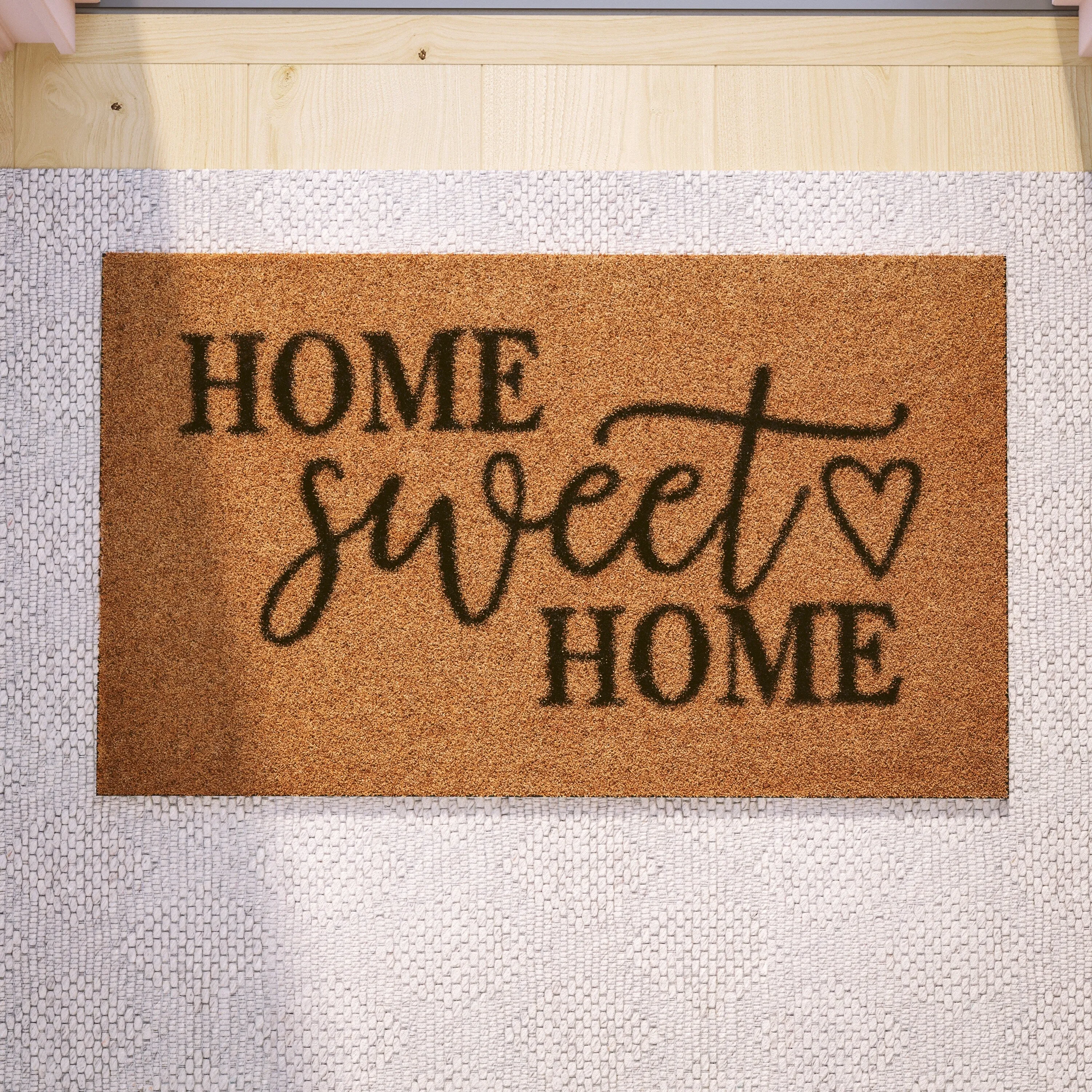 18 x 30 Indoor/Outdoor Coir Doormat with Home Sweet Home Message. Non-Slip Back