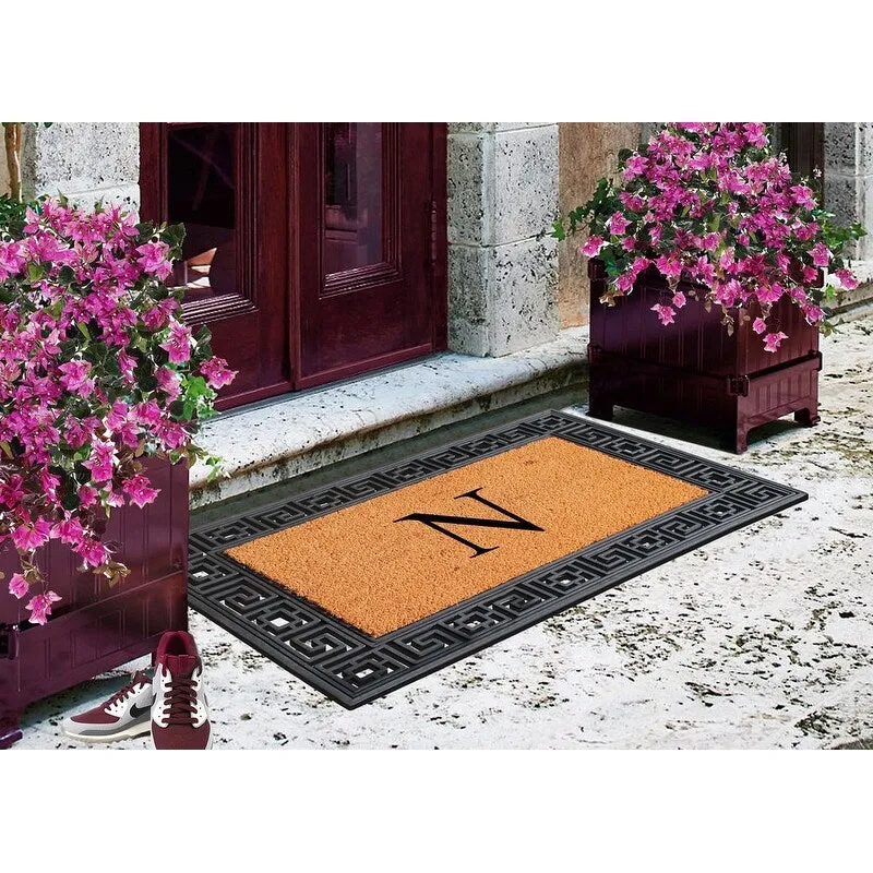 A1HC First Impression Carson Rubber and Coir 24 X 36. Heavy Duty. Easy to Clean Outdoor Monogrammed Doormat