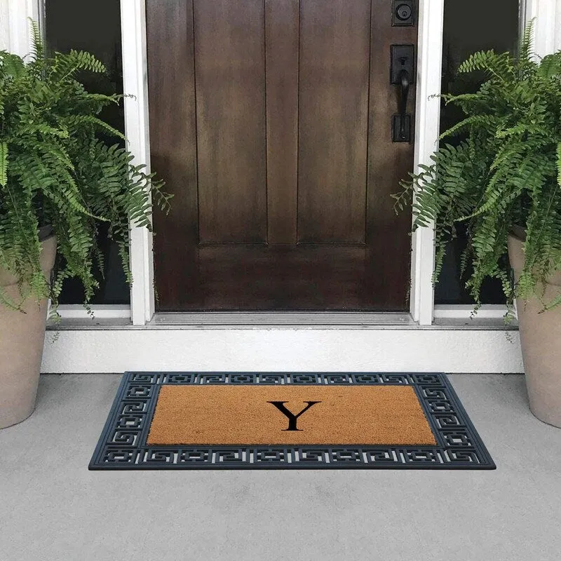 A1HC First Impression Carson Rubber and Coir 24 X 36. Heavy Duty. Easy to Clean Outdoor Monogrammed Doormat