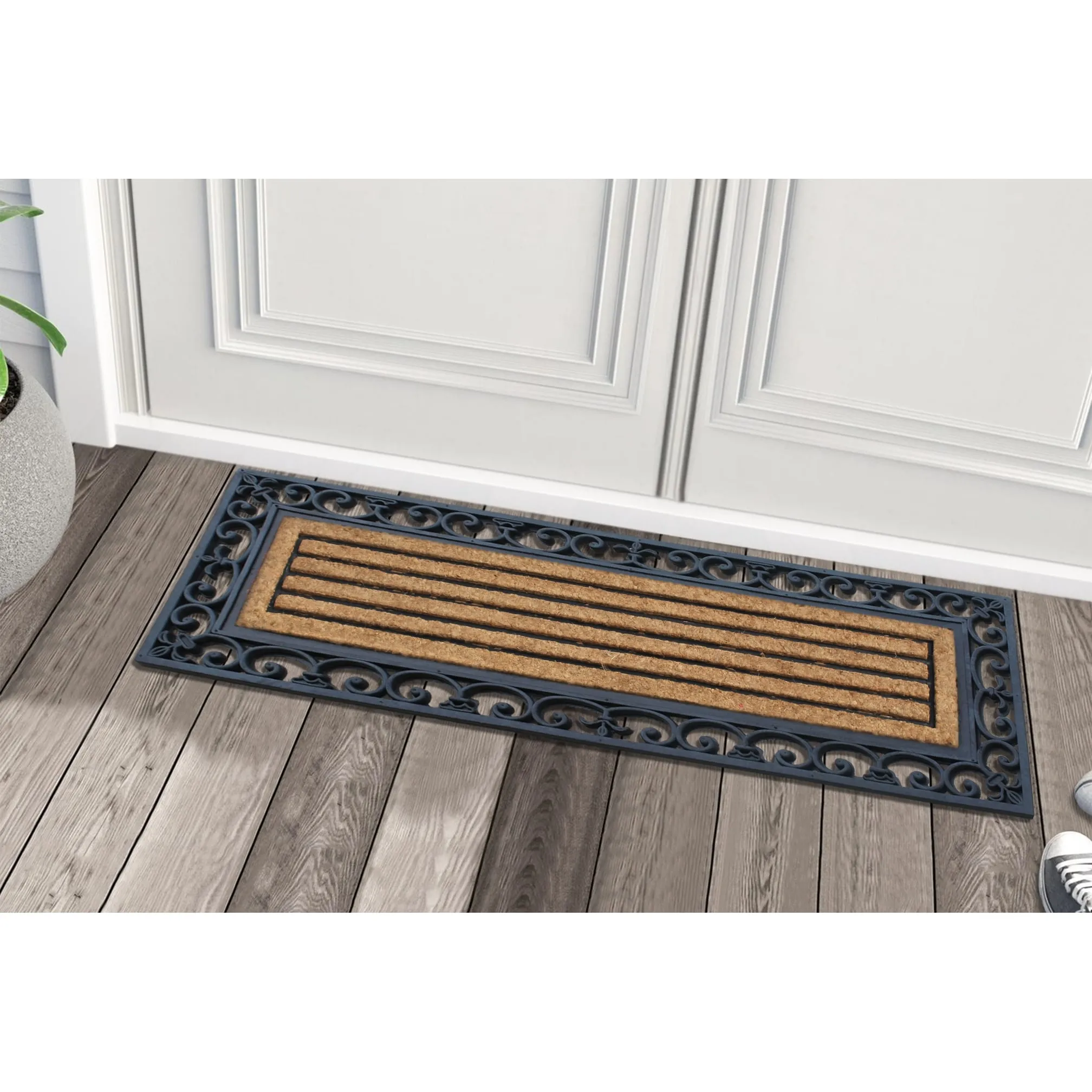 A1HC First Impression Clarence Rubber and Coir Molded Doormat 18 x 48