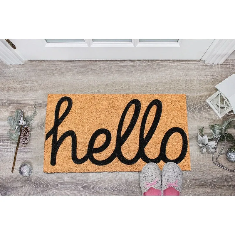 A1HC First Impression 'HELLO' Entry Coir Flocked Doormat