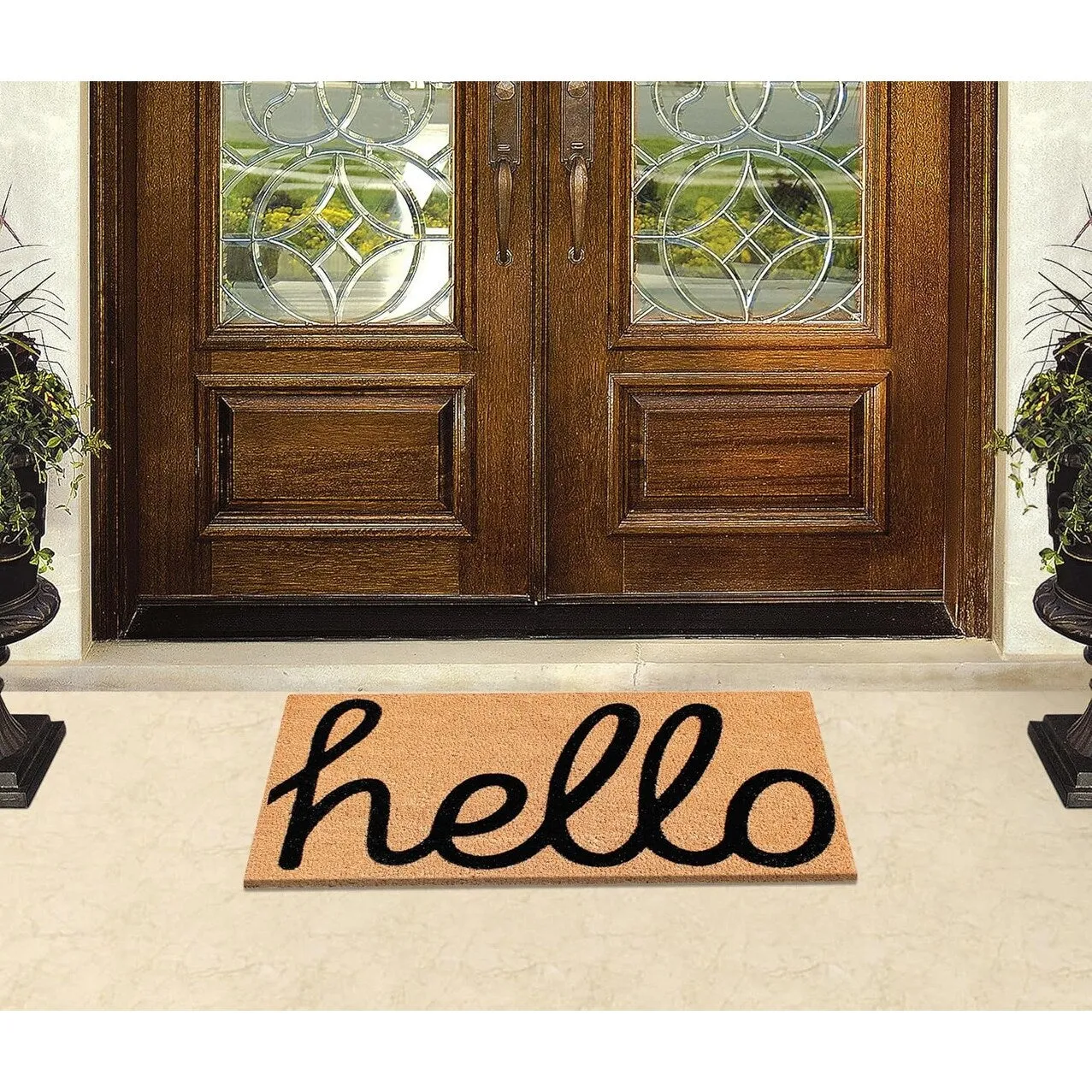 A1HC First Impression 'HELLO' Entry Coir Flocked Doormat