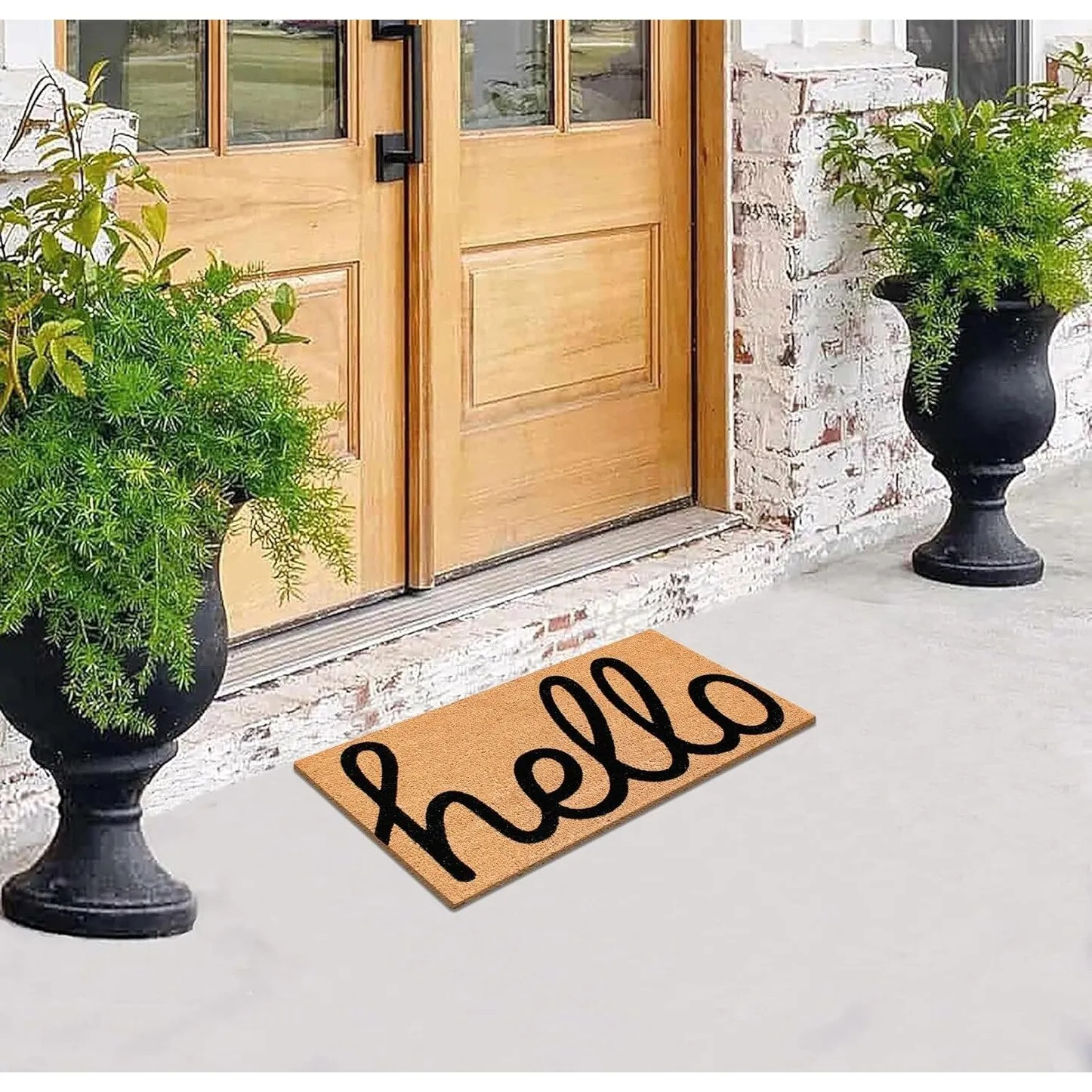 A1HC First Impression 'HELLO' Entry Coir Flocked Doormat