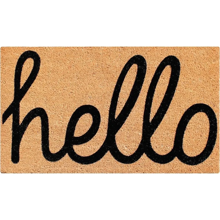 A1HC First Impression 'HELLO' Entry Coir Flocked Doormat