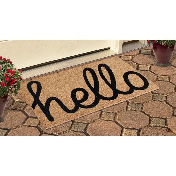 A1HC First Impression 'HELLO' Entry Coir Flocked Doormat