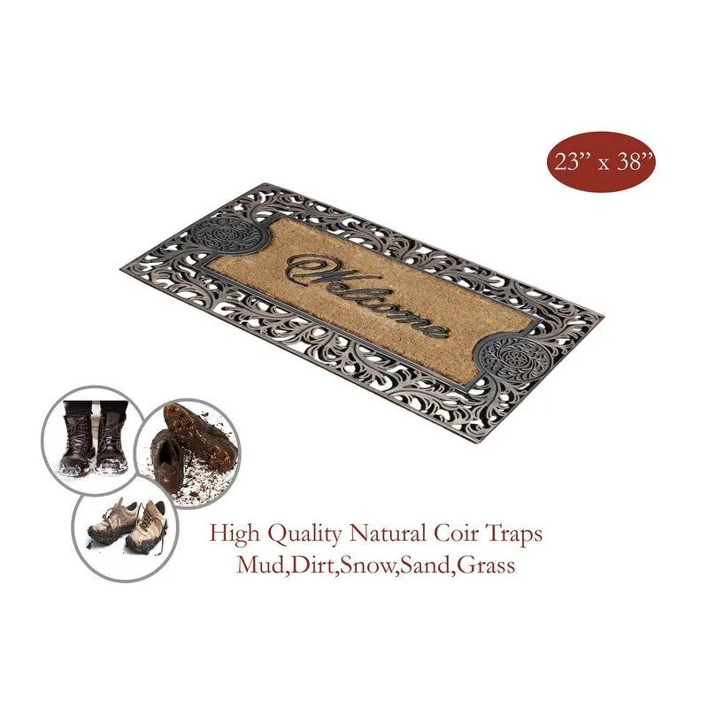 A1HC Natural Coir and Rubber doormat 23X38