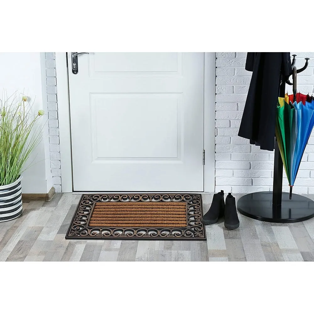 A1HC Rubber and Coir Striped Bronze Finished Outdoor Doormat - 24X36