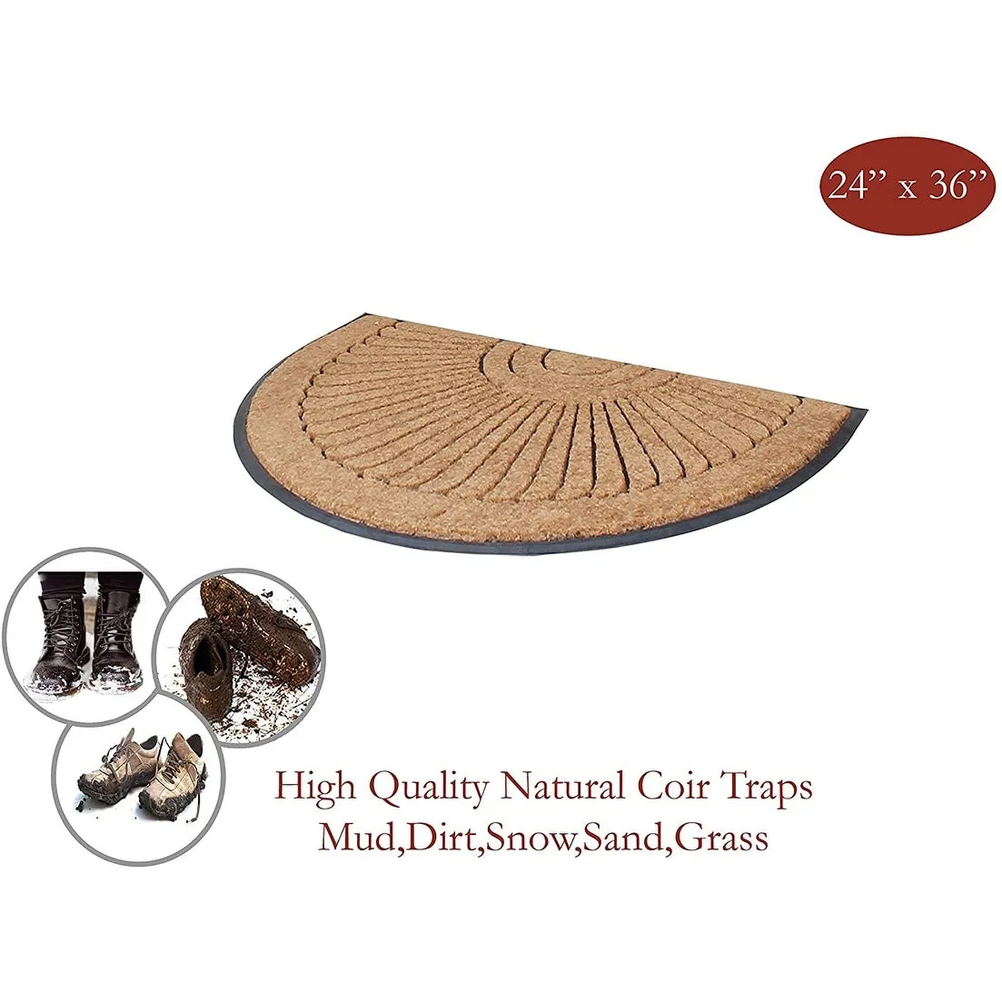 A1HC Rubber and Coir Striped Bronze Finished Outdoor Doormat - 24X36