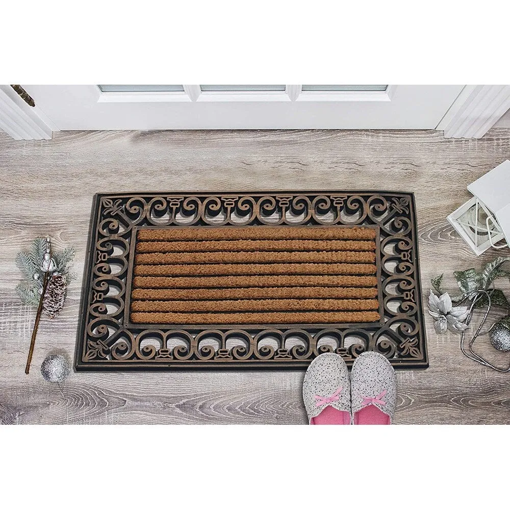 A1HC Rubber and Coir Striped Bronze Finished Outdoor Doormat - 24X36