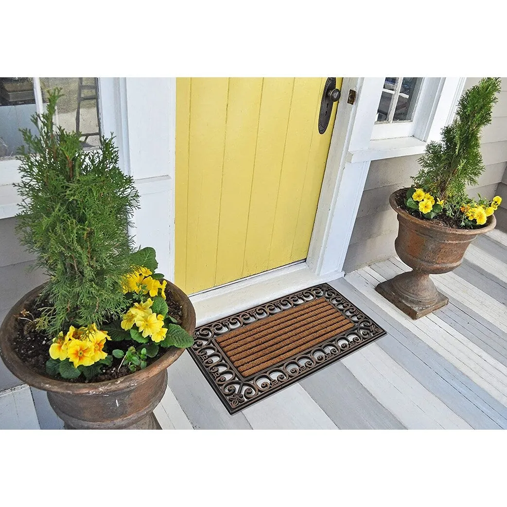 A1HC Rubber and Coir Striped Bronze Finished Outdoor Doormat - 24X36