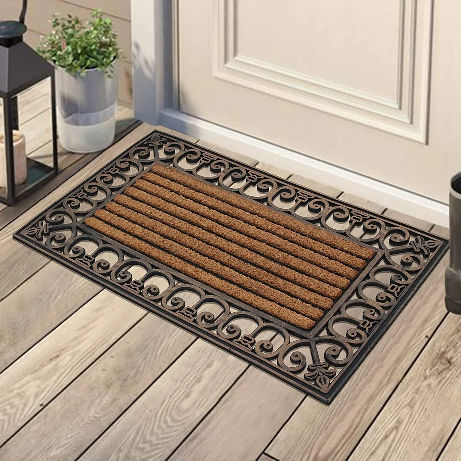 A1HC Rubber and Coir Striped Bronze Finished Outdoor Doormat - 24X36