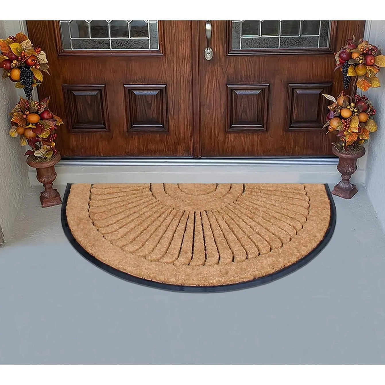 A1HC Sunburst Half Moon Tapered Edge Rubber/Coir Double Doormat