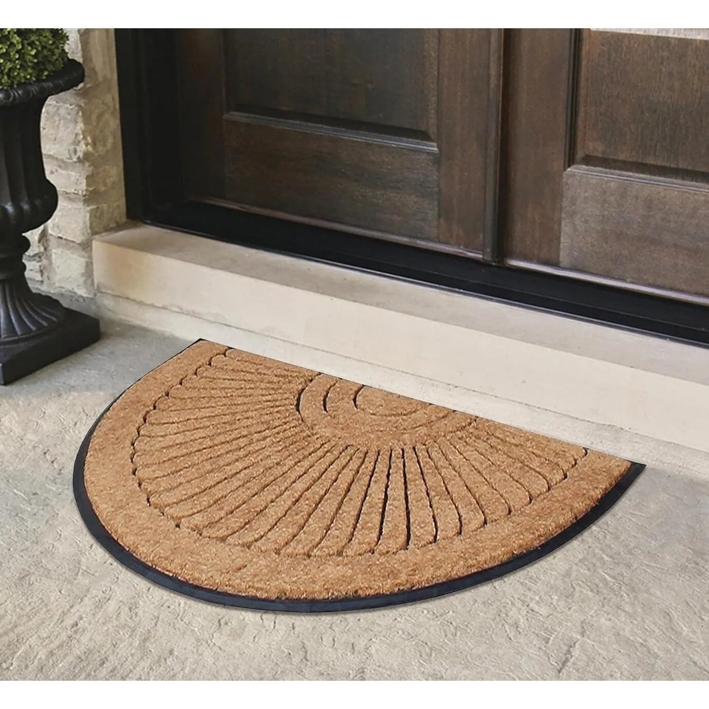 A1HC Sunburst Half Moon Tapered Edge Rubber/Coir Double Doormat
