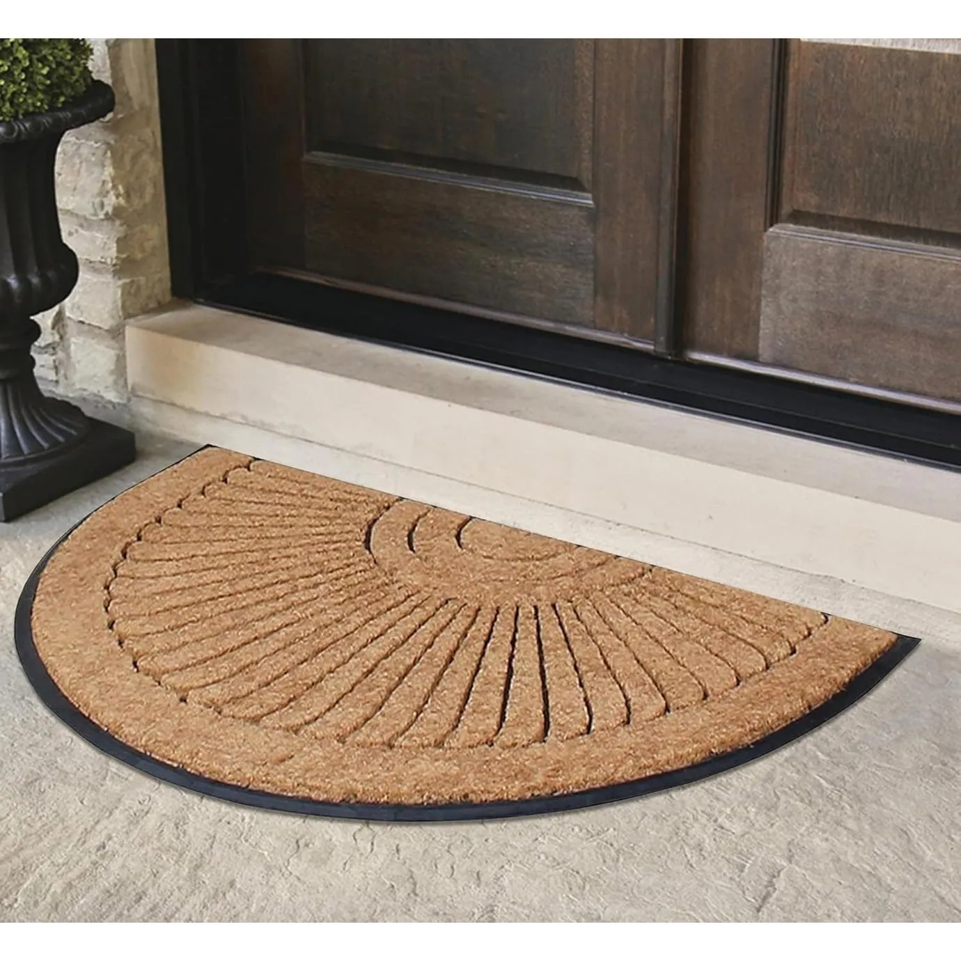 A1HC Sunburst Half Moon Tapered Edge Rubber/Coir Double Doormat