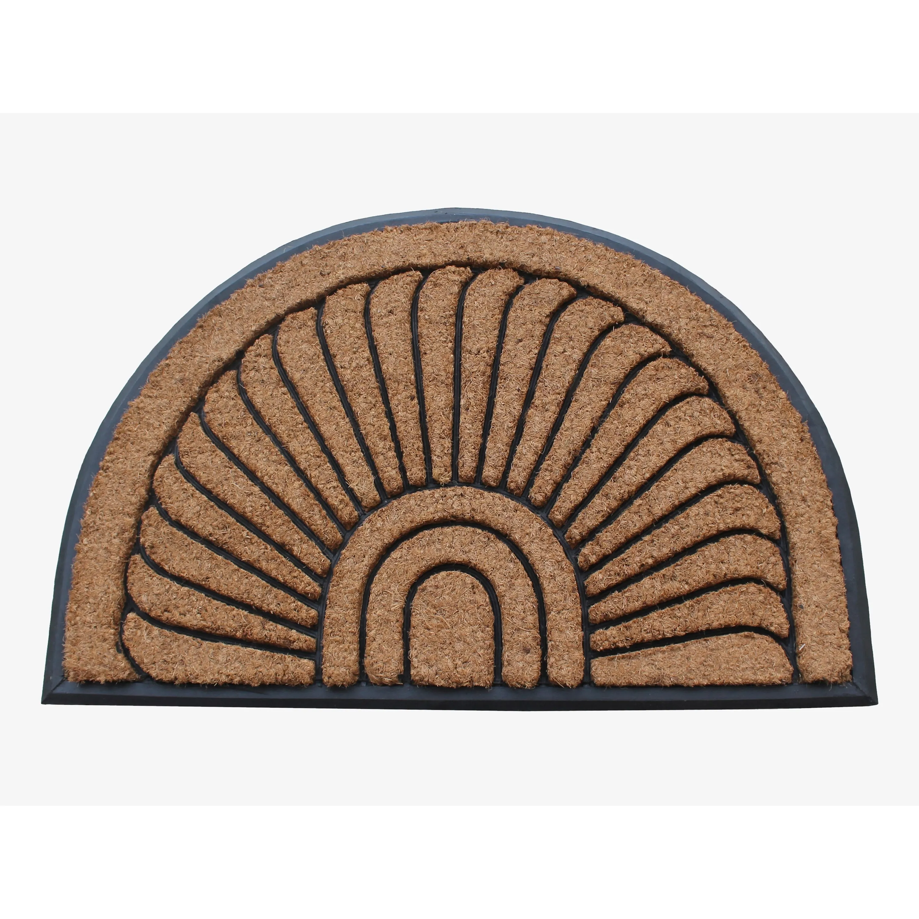 A1HC Sunburst Half Moon Tapered Edge Rubber/Coir Double Doormat