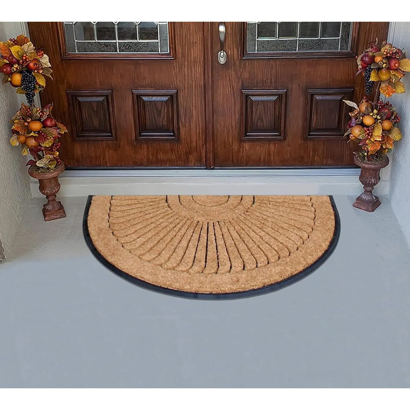 A1HC Sunburst Half Moon Tapered Edge Rubber/Coir Double Doormat