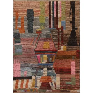 Abstract Moroccan Oriental Wool Area Rug Hand-knotted Carpet - 8'7 x 10'0