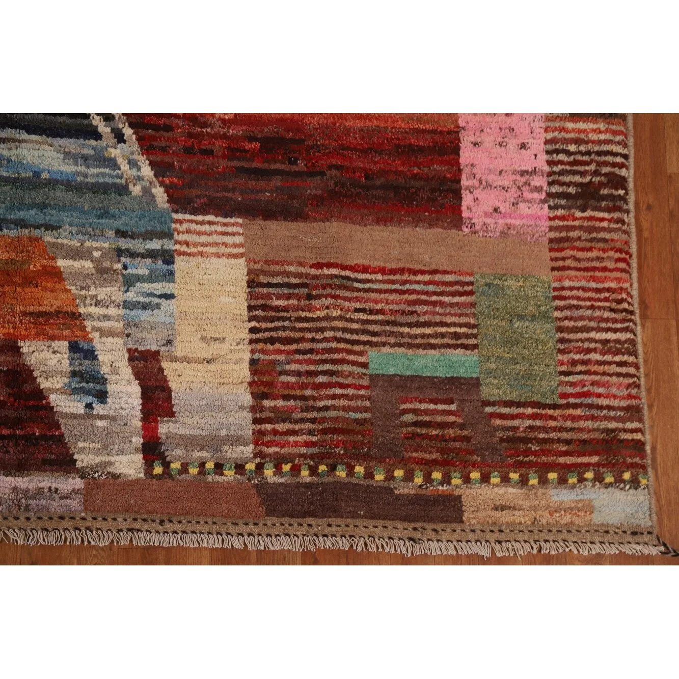 Abstract Moroccan Oriental Wool Area Rug Hand-knotted Carpet - 8'7 x 10'0