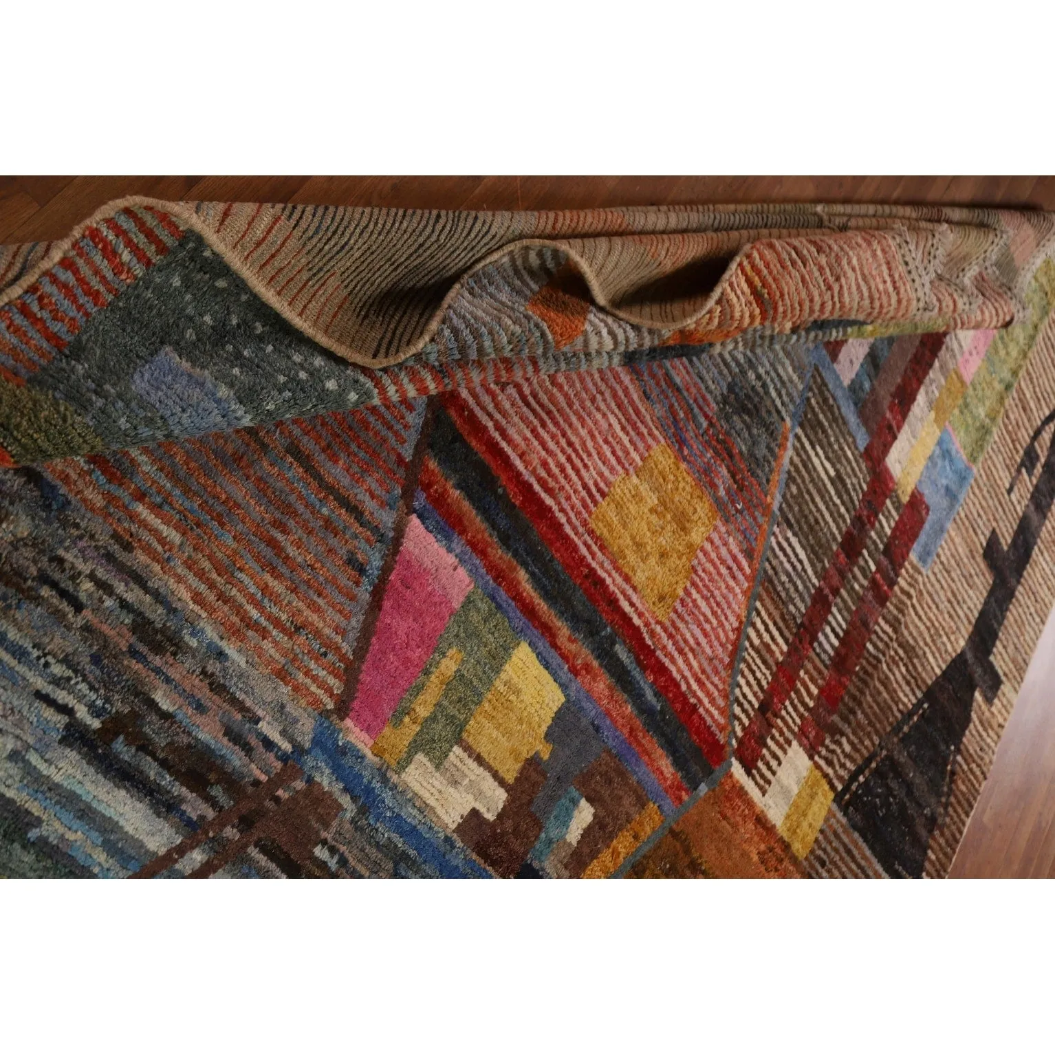 Abstract Moroccan Oriental Wool Area Rug Hand-knotted Carpet - 8'7 x 10'0