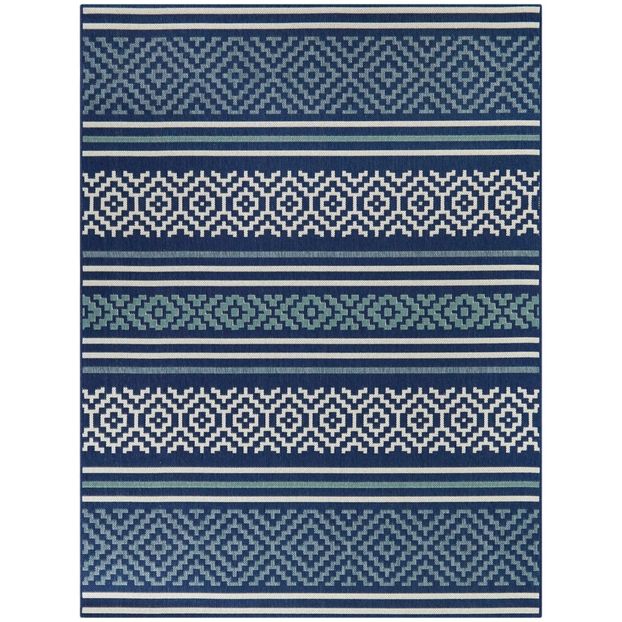 Alain Transitional Stripe Indoor/Outdoor Area Rug