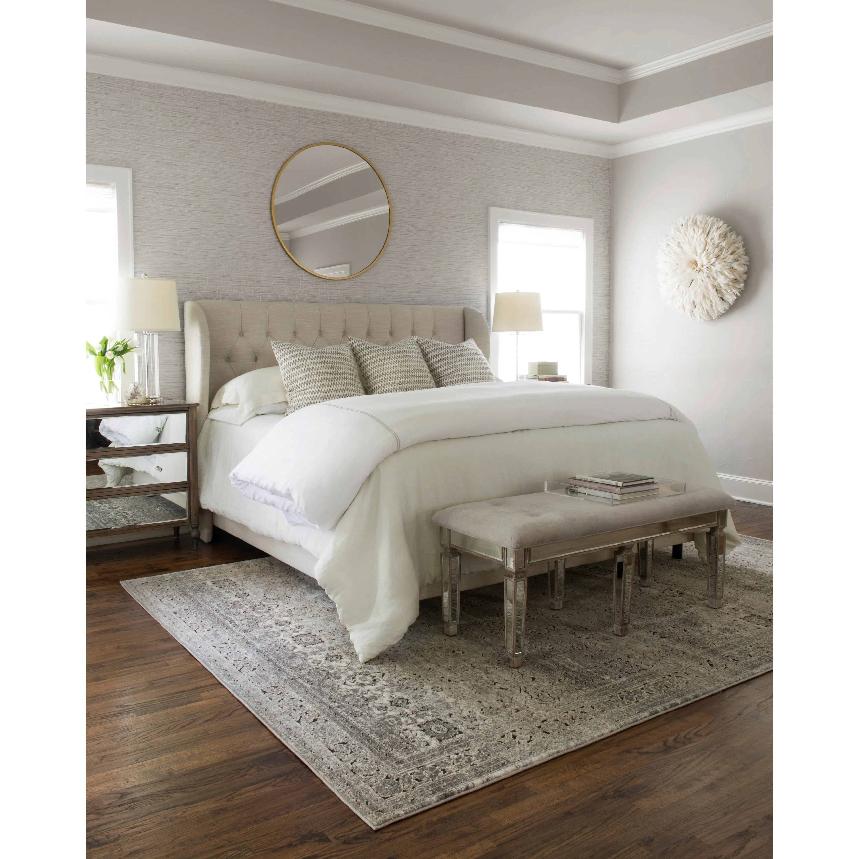 Alexander Home Carissa Distressed Floral Border Area Rug