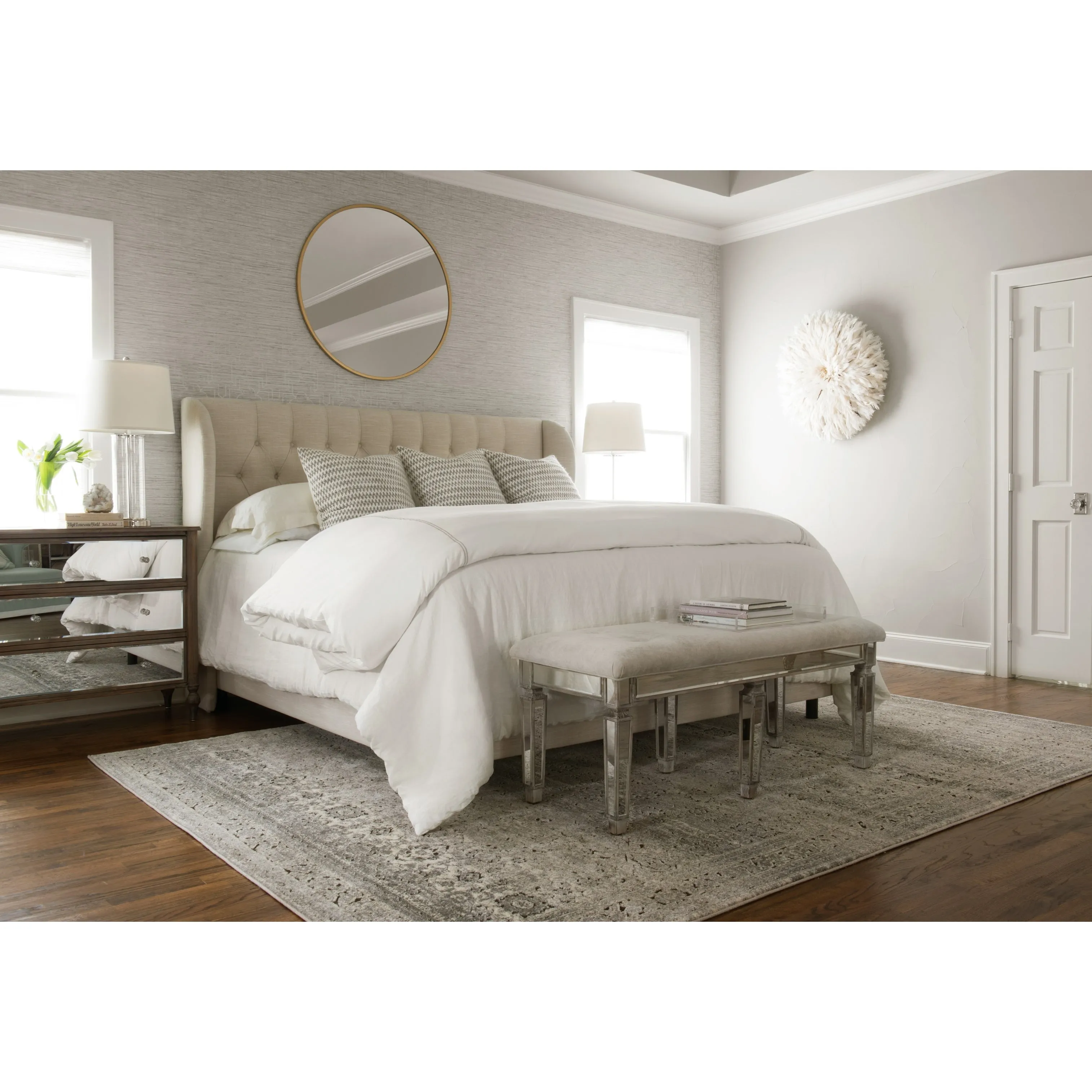 Alexander Home Carissa Distressed Floral Border Area Rug