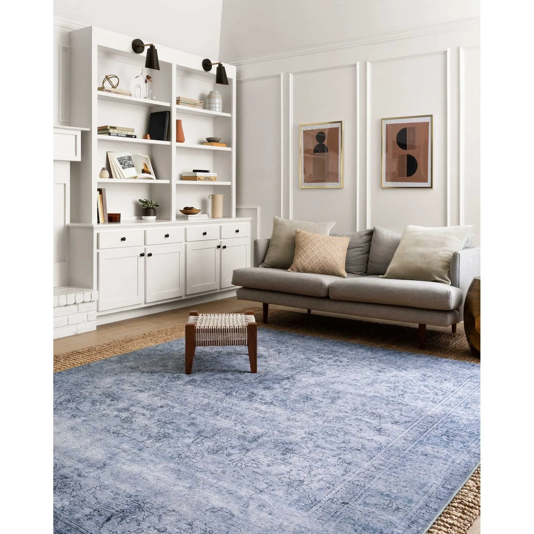 Alexander Home Tremezzina Printed Slate Distressed Area Rug