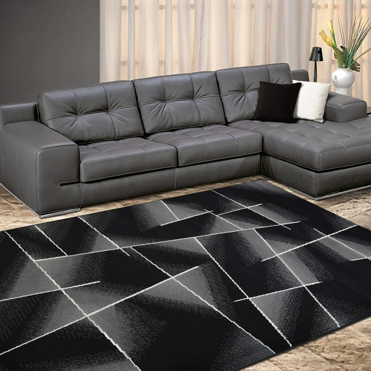 Allstar Modern Accent Rug with Intersecting Line design