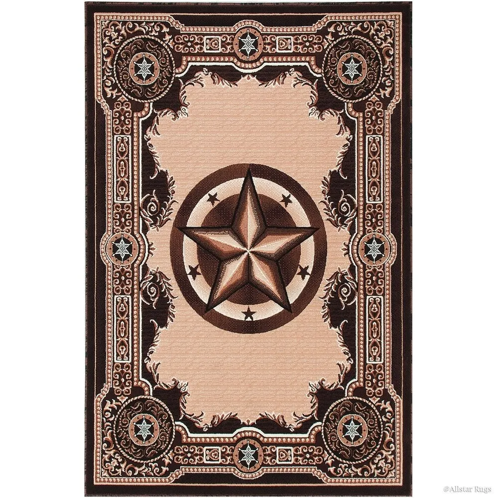 Allstar Woven Western Texas Star Design Rug