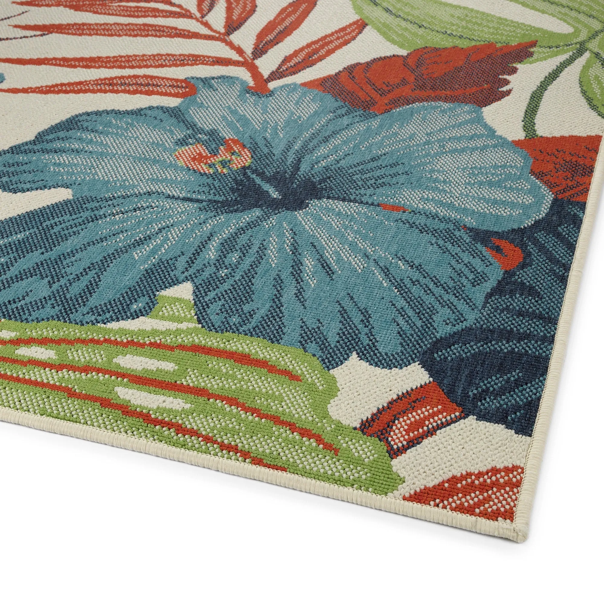 Amalie Geometric Border Coastal Polypropylene Indoor/ Outdoor Area Rug