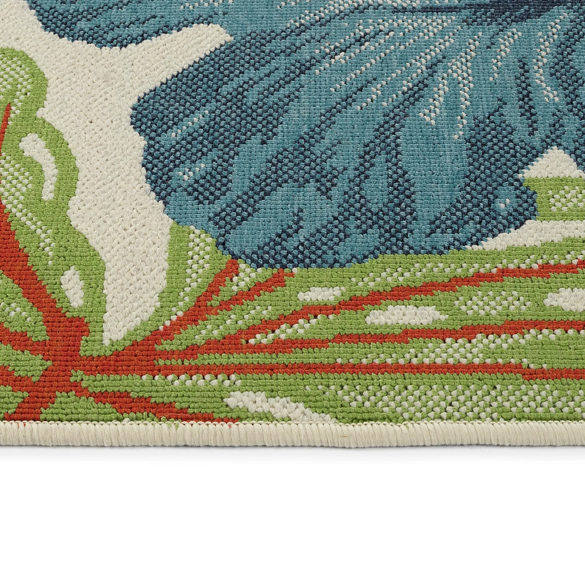 Amalie Geometric Border Coastal Polypropylene Indoor/ Outdoor Area Rug