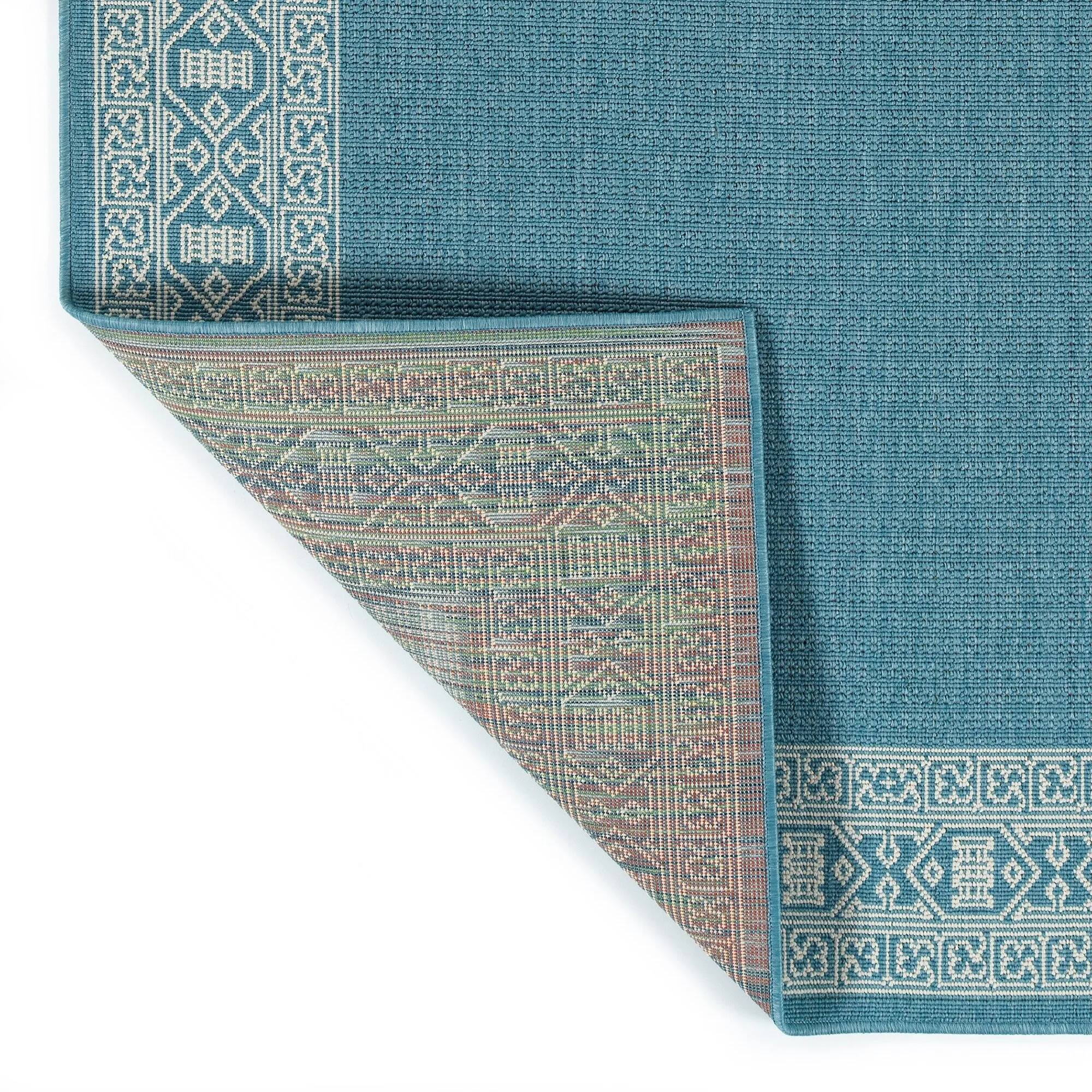 Amalie Geometric Border Coastal Polypropylene Indoor/ Outdoor Area Rug