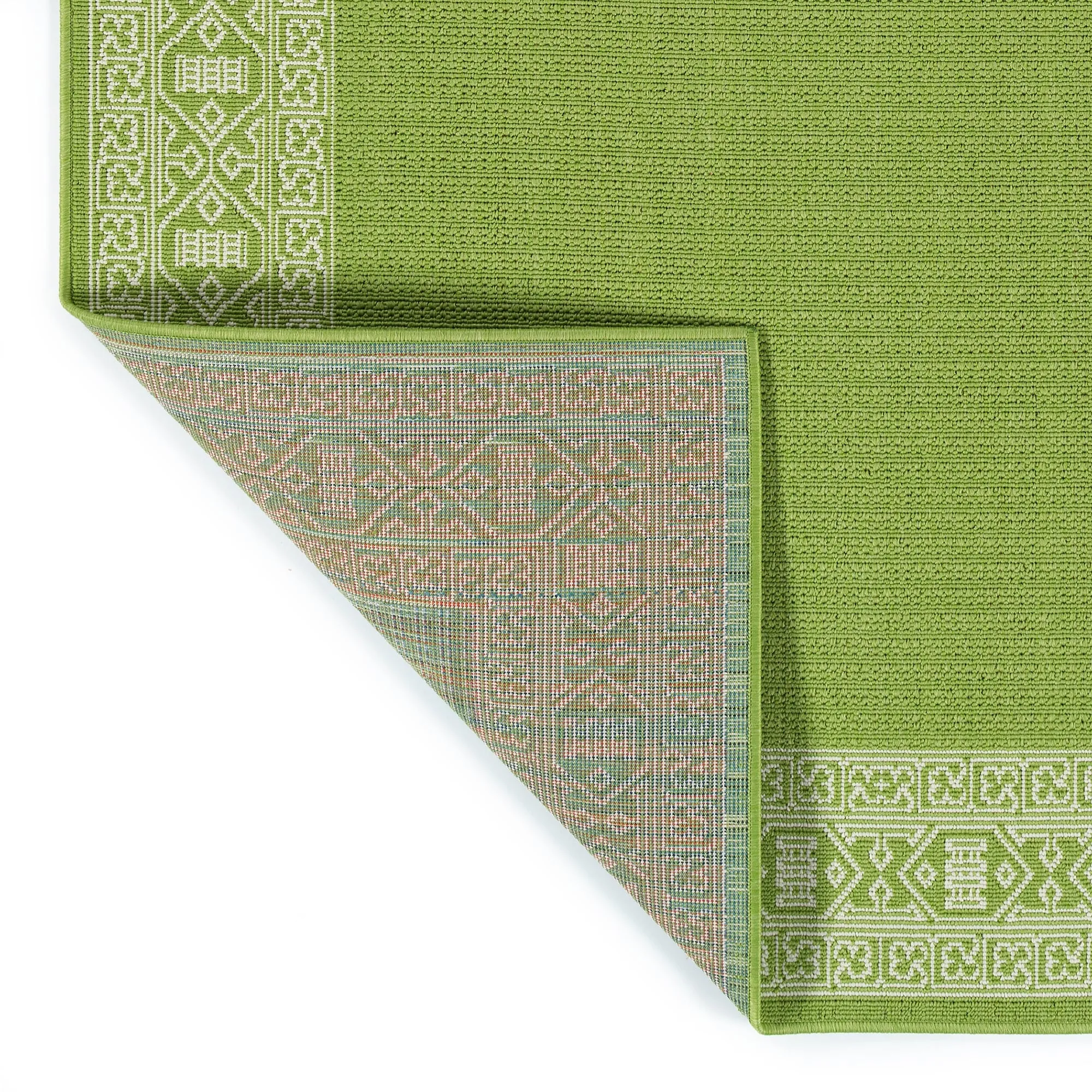 Amalie Geometric Border Coastal Polypropylene Indoor/ Outdoor Area Rug