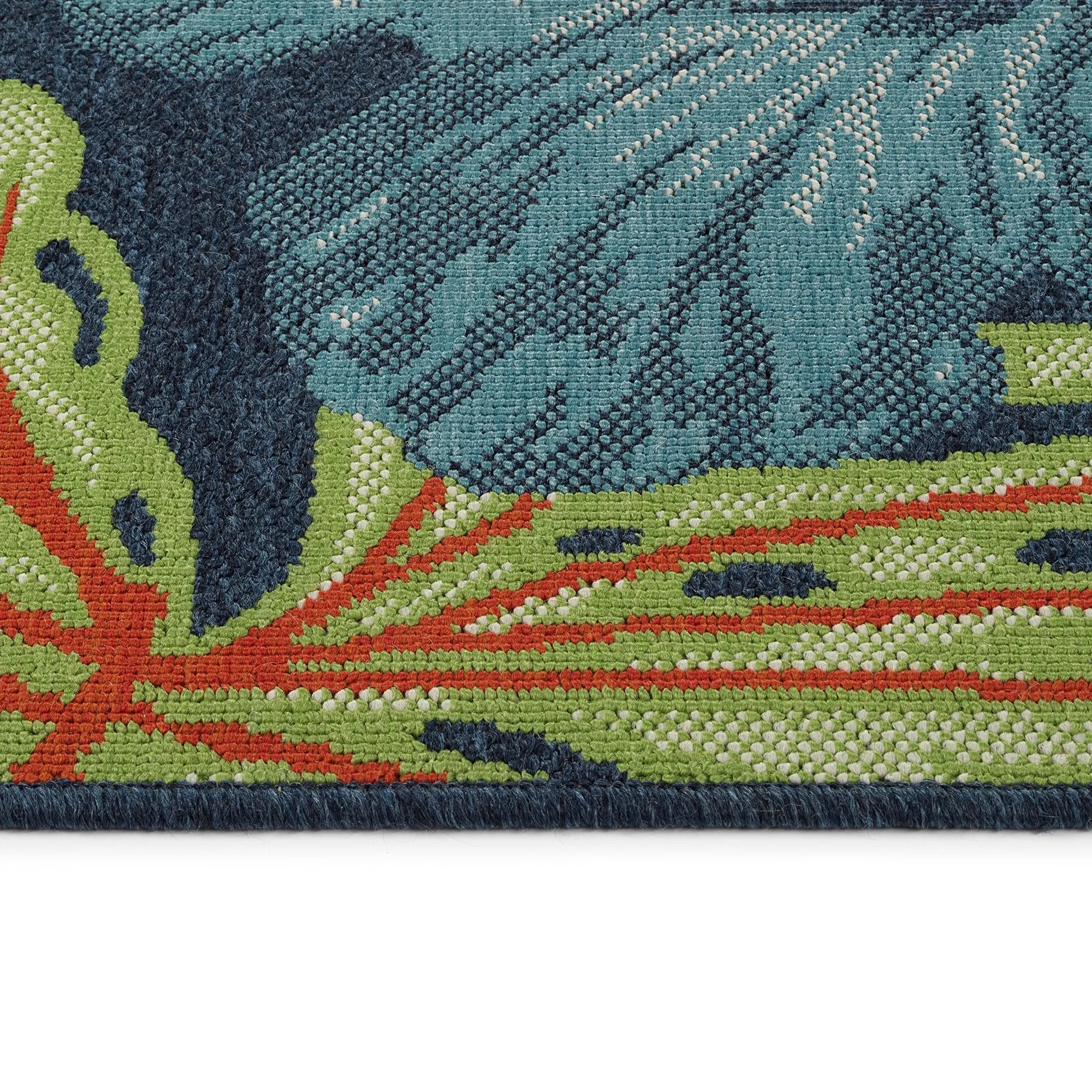 Amalie Geometric Border Coastal Polypropylene Indoor/ Outdoor Area Rug