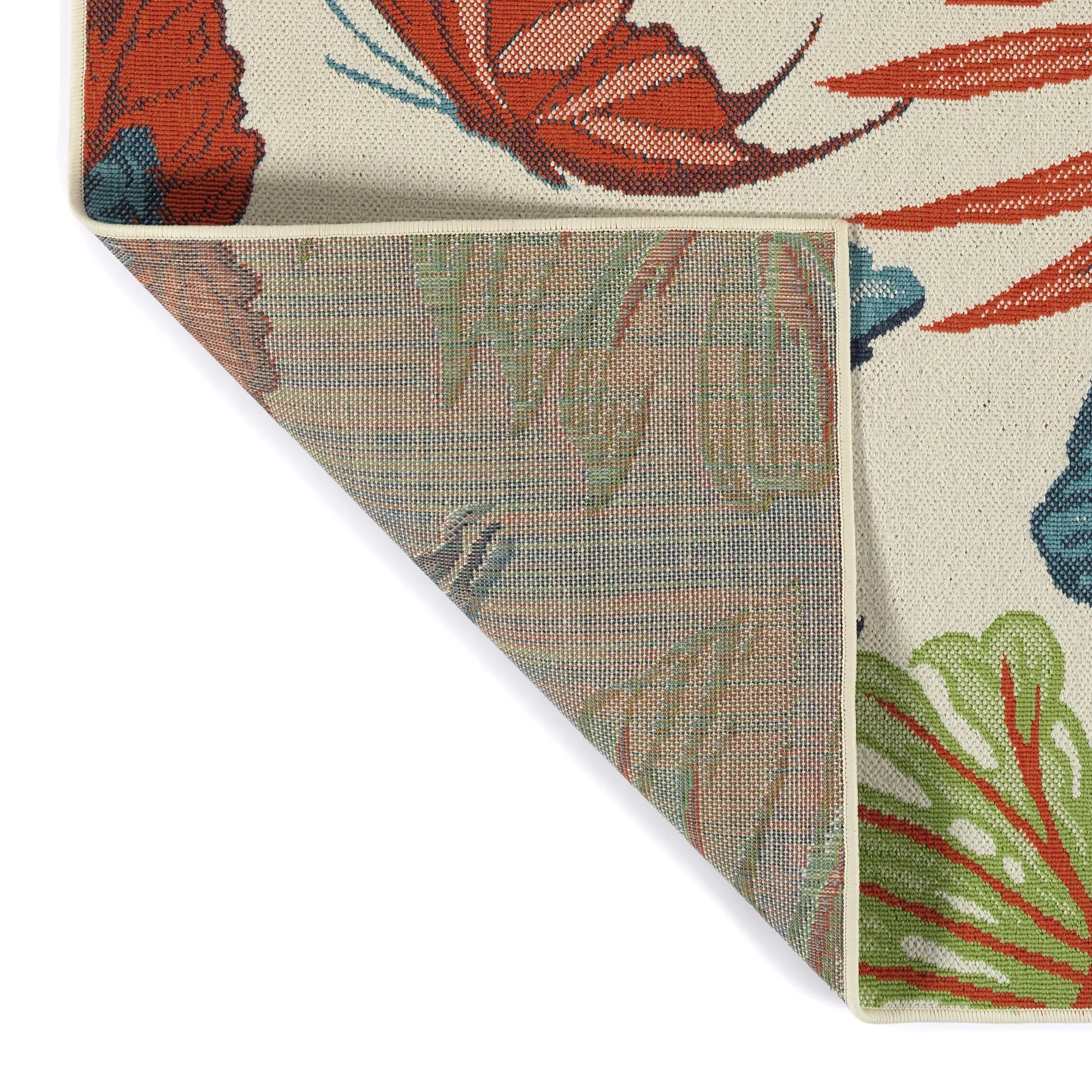 Amalie Geometric Border Coastal Polypropylene Indoor/ Outdoor Area Rug