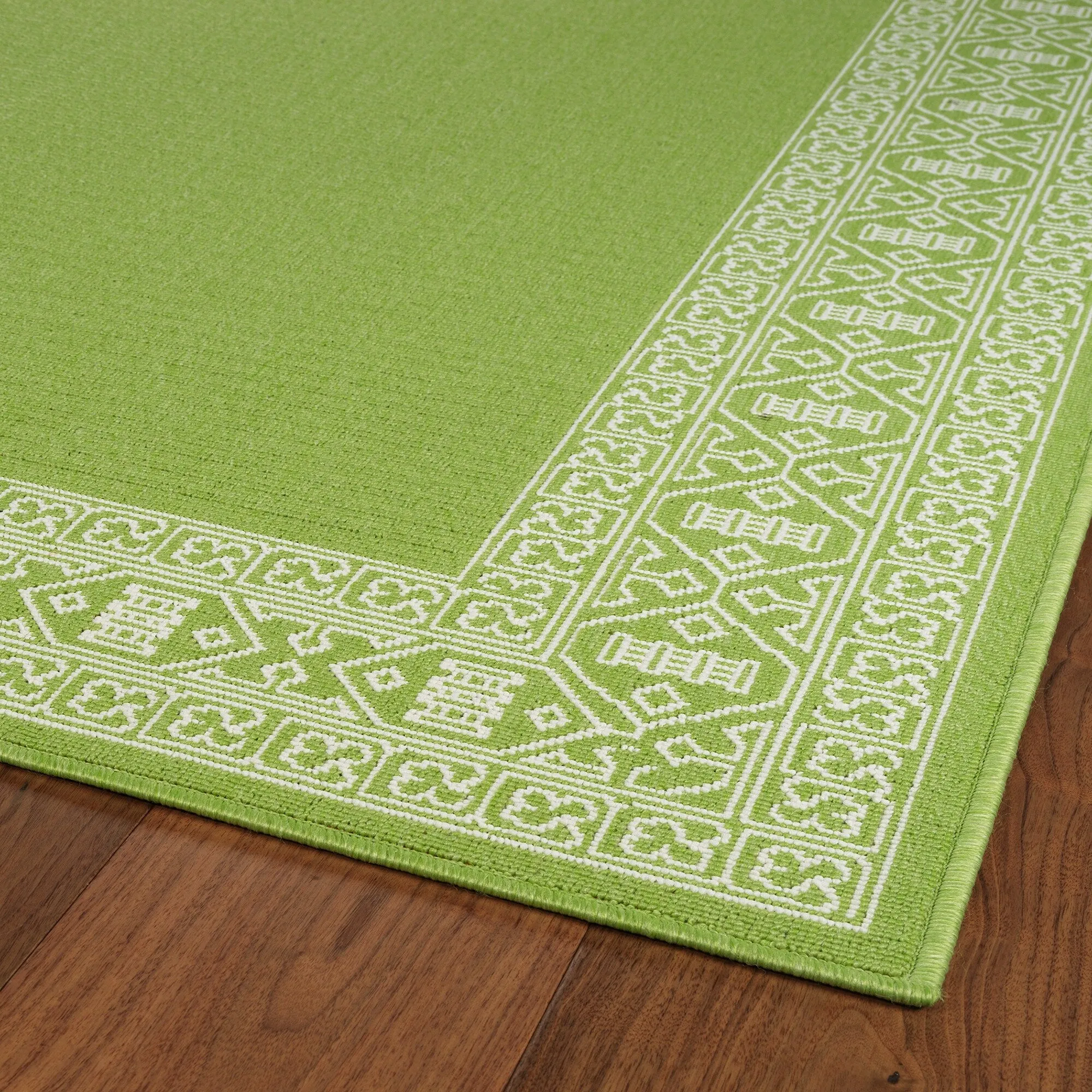 Amalie Geometric Border Coastal Polypropylene Indoor/ Outdoor Area Rug