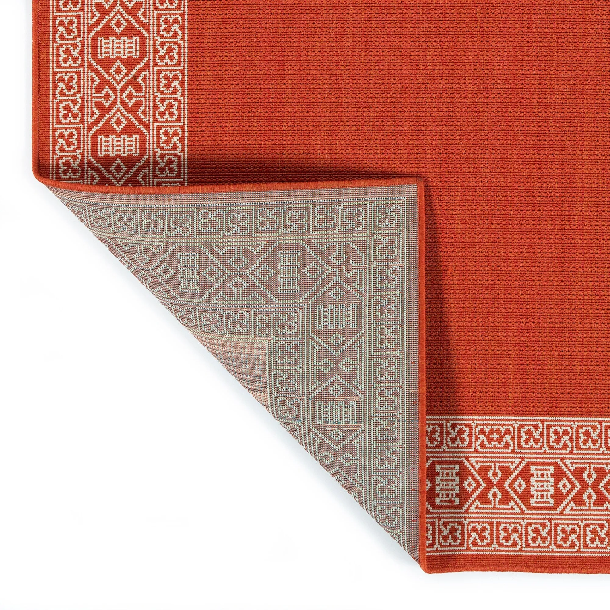 Amalie Geometric Border Coastal Polypropylene Indoor/ Outdoor Area Rug