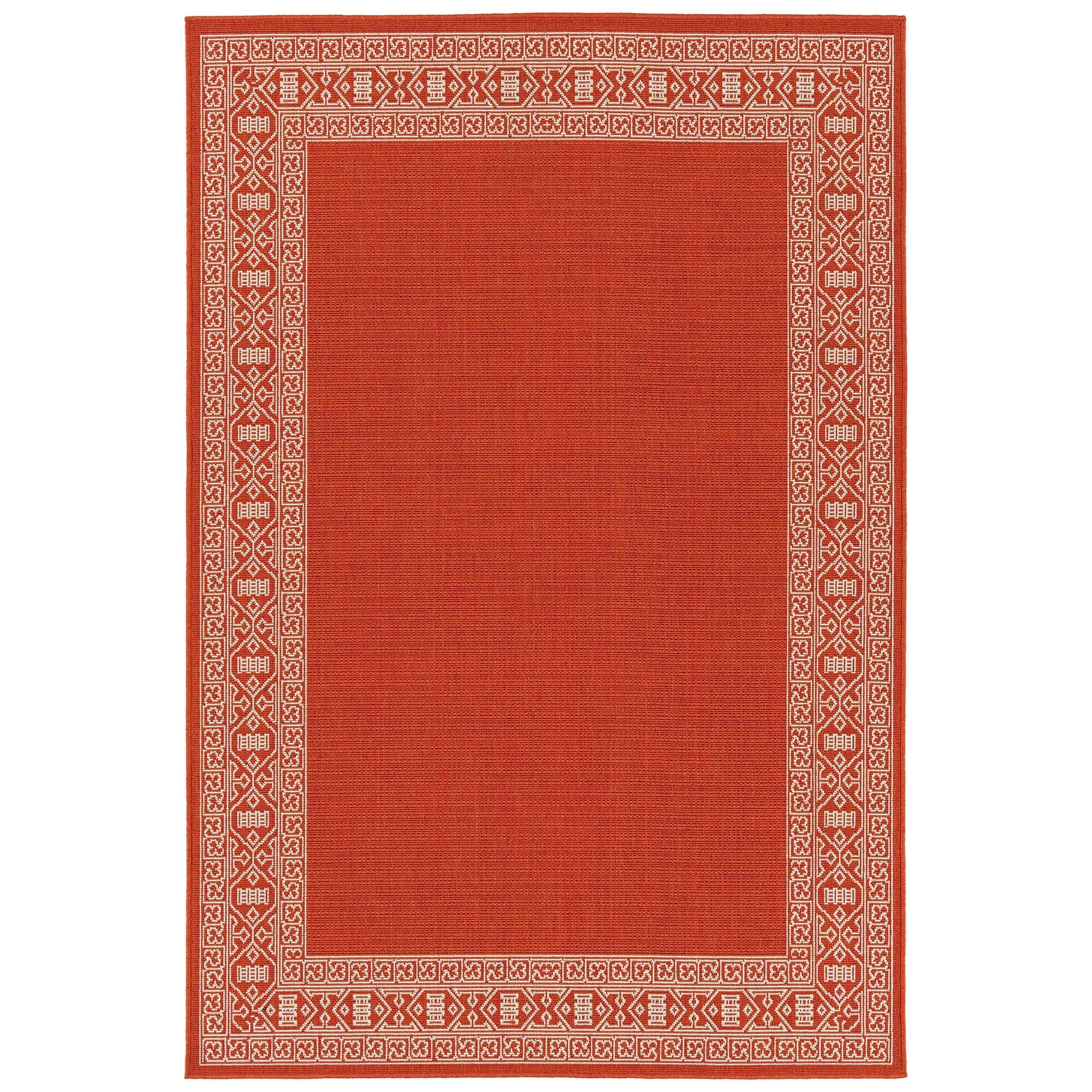 Amalie Geometric Border Coastal Polypropylene Indoor/ Outdoor Area Rug