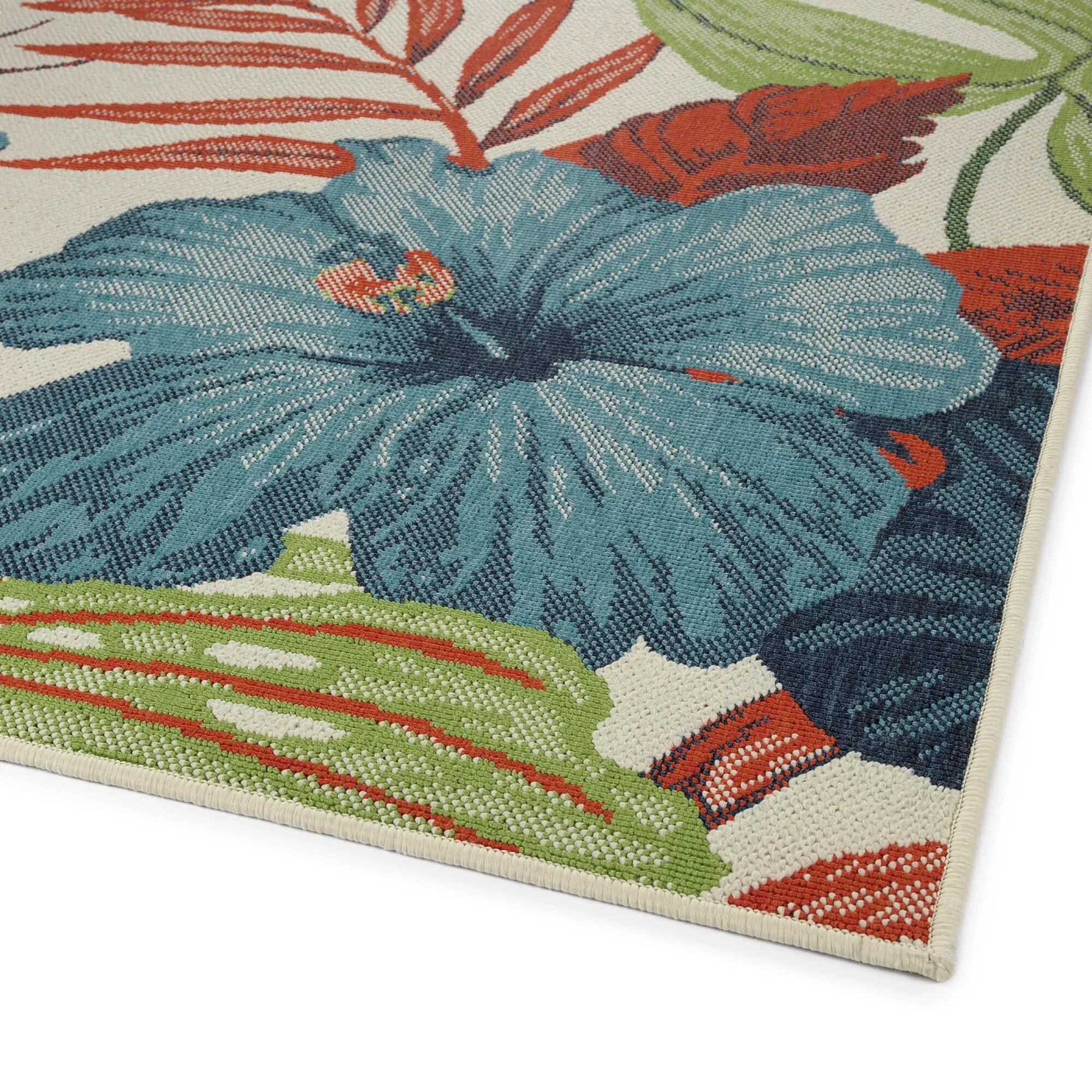 Amalie Geometric Border Coastal Polypropylene Indoor/ Outdoor Area Rug