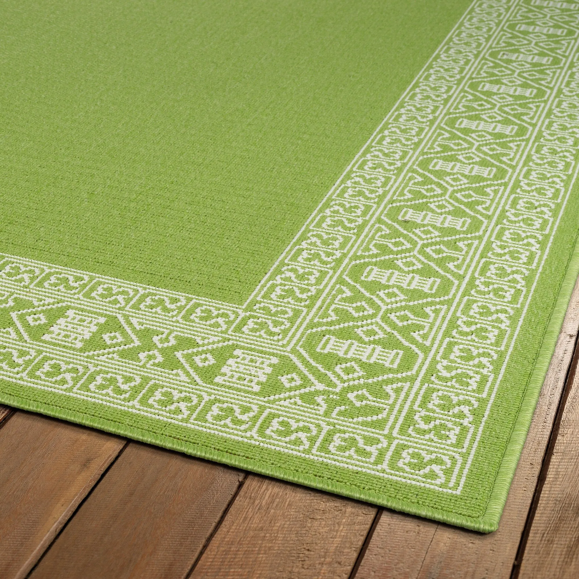 Amalie Geometric Border Coastal Polypropylene Indoor/ Outdoor Area Rug