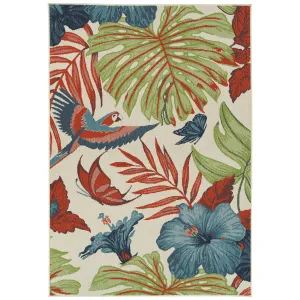 Amalie Geometric Border Coastal Polypropylene Indoor/ Outdoor Area Rug