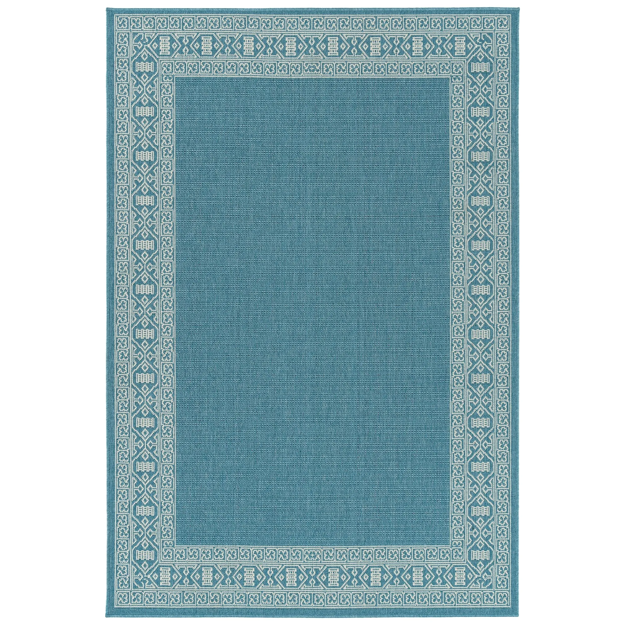 Amalie Geometric Border Coastal Polypropylene Indoor/ Outdoor Area Rug