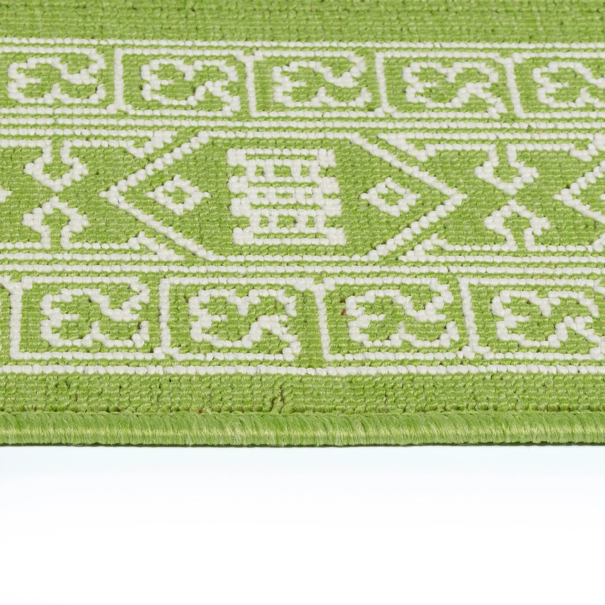 Amalie Geometric Border Coastal Polypropylene Indoor/ Outdoor Area Rug