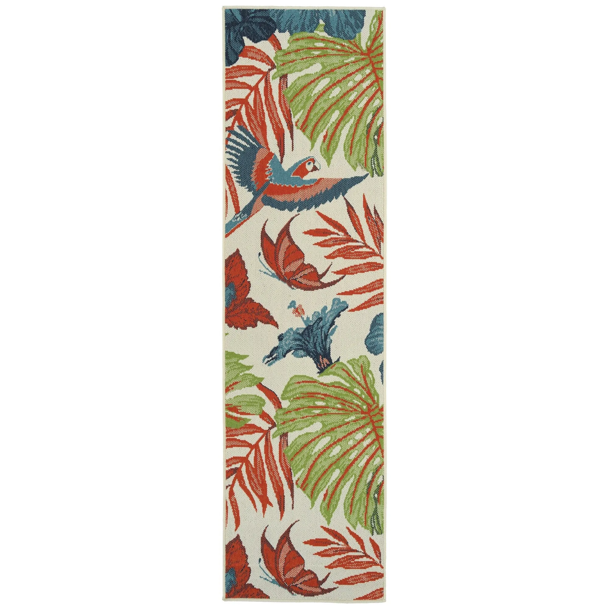 Amalie Geometric Border Coastal Polypropylene Indoor/ Outdoor Area Rug