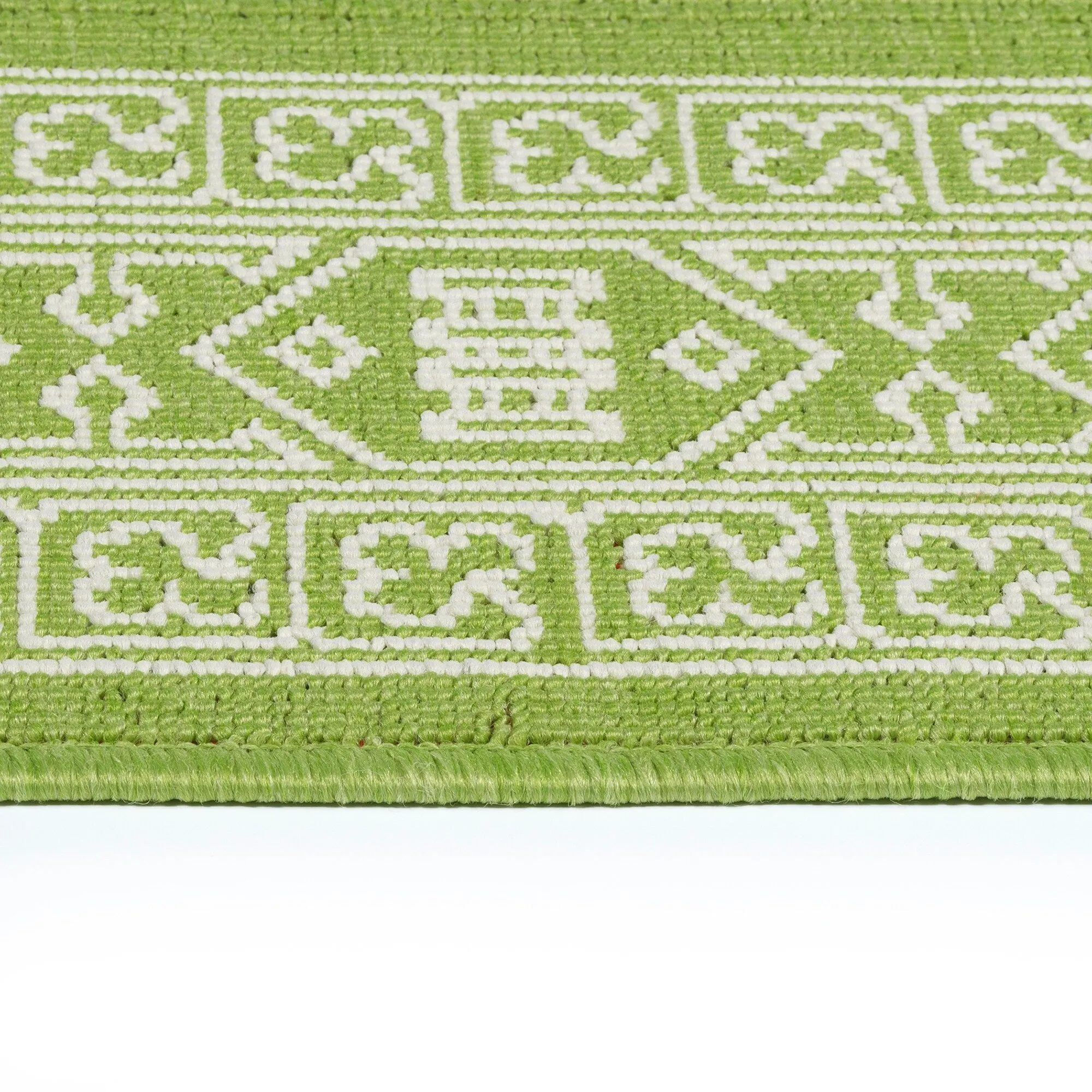 Amalie Geometric Border Coastal Polypropylene Indoor/ Outdoor Area Rug